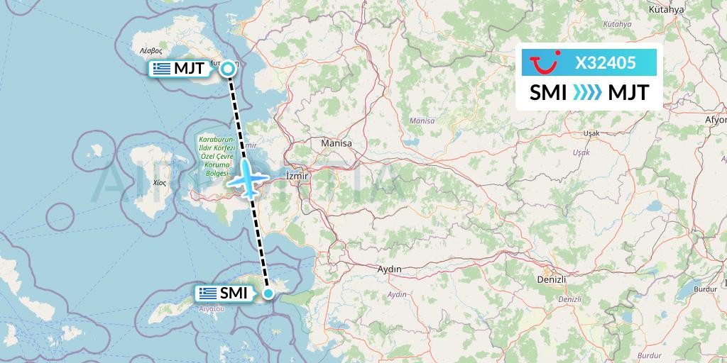 X32405 TUI fly Germany Flight Map: Samos to Mytilene