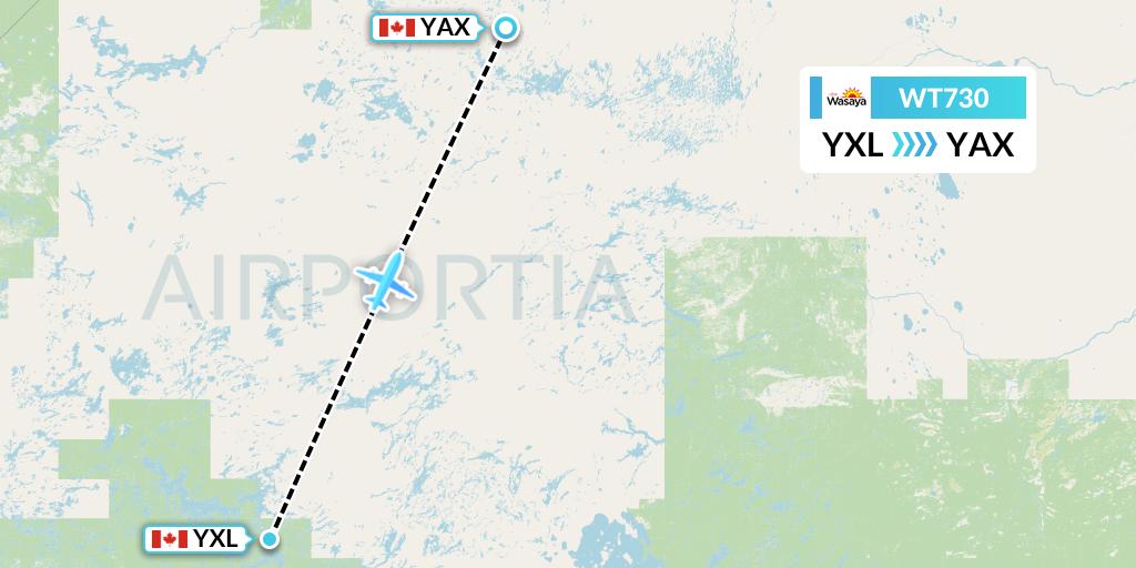 WT730 Swiftair Flight Map: Sioux Lookout to Wapekeka
