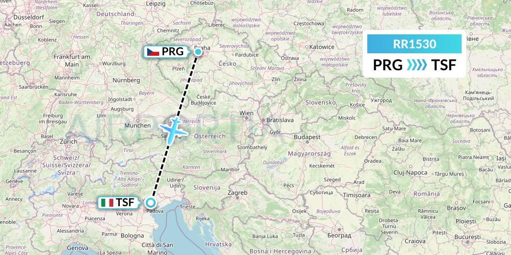 RR1530 Royal Air Force Flight Map: Prague to Treviso