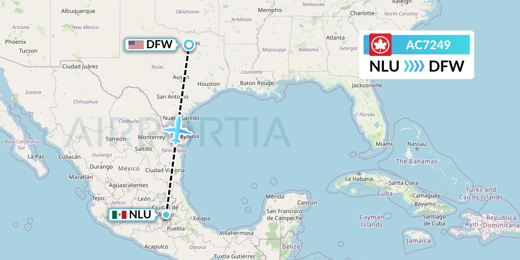 AC7249 Air Canada Flight Map: Reyes Acozac to Dallas