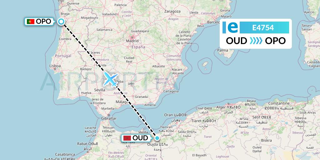 E4754 Estelar Latinoamerica C.A. Flight Map: Oujda to Porto