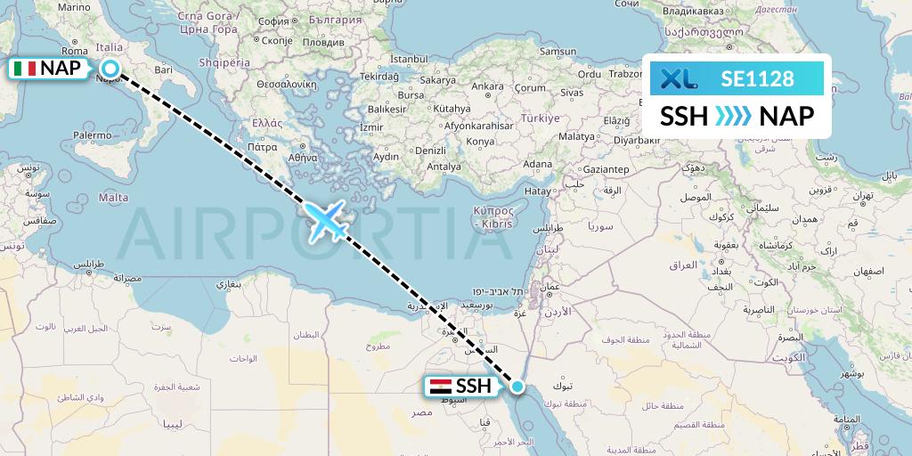 SE1128 XL Airways France Flight Map: Sharm el-Sheikh to Naples