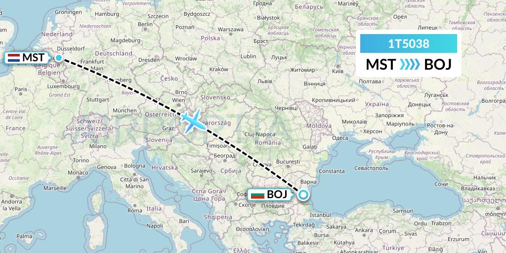 1T5038 Russian Sky Flight Map: Maastricht to Burgas