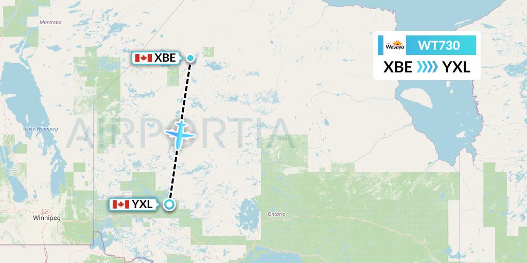 WT730 Swiftair Flight Map: Bearskin Lake to Sioux Lookout