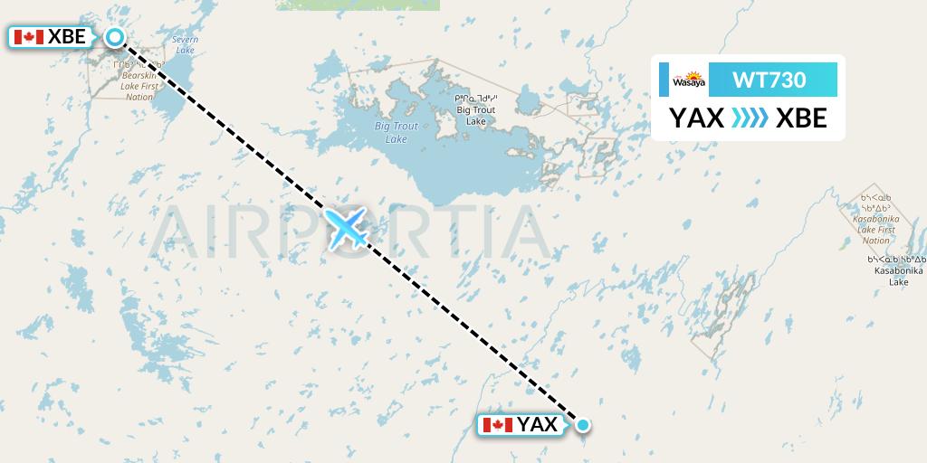 WT730 Swiftair Flight Map: Wapekeka to Bearskin Lake
