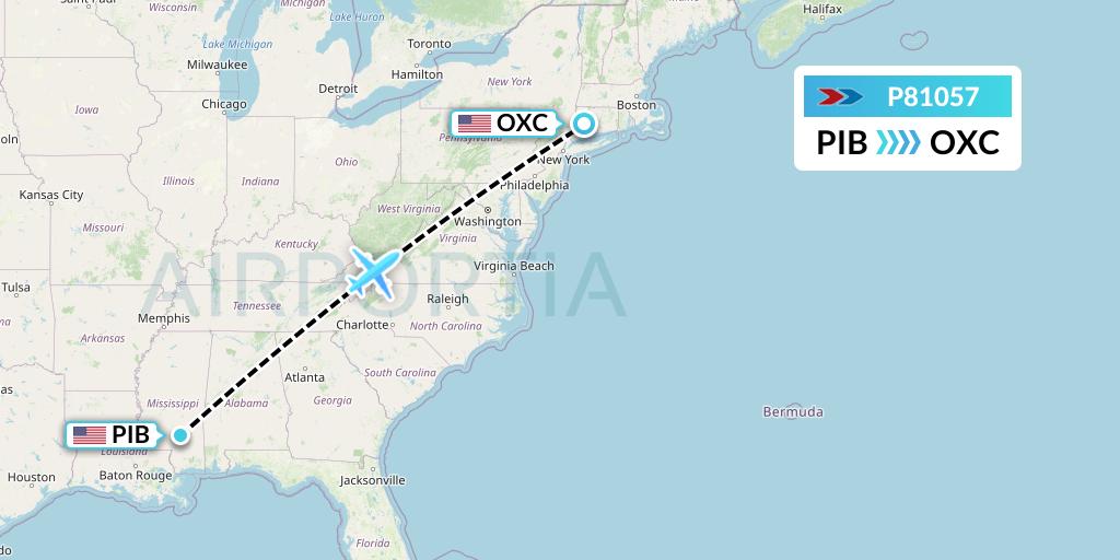P81057 Sprint Air Flight Map: Hattiesburg to Oxford