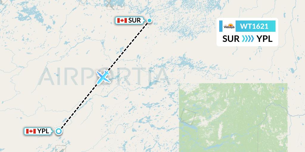 WT1621 Swiftair Flight Map: Summer Beaver to Pickle Lake