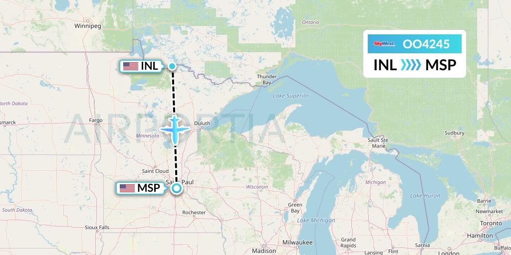 OO4245 SkyWest Airlines Flight Map: International Falls to Minneapolis