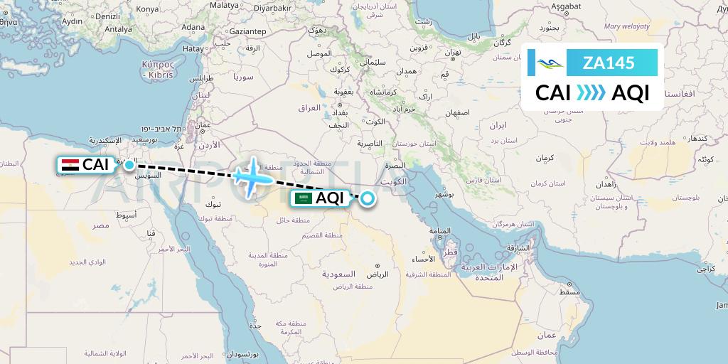 ZA145 Sky Angkor Airlines Flight Map: Cairo to Qaisumah