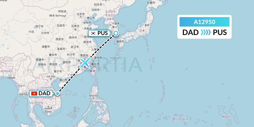 A12950 A.p.g. Distribution Systems Flight Map: Da Nang to Busan