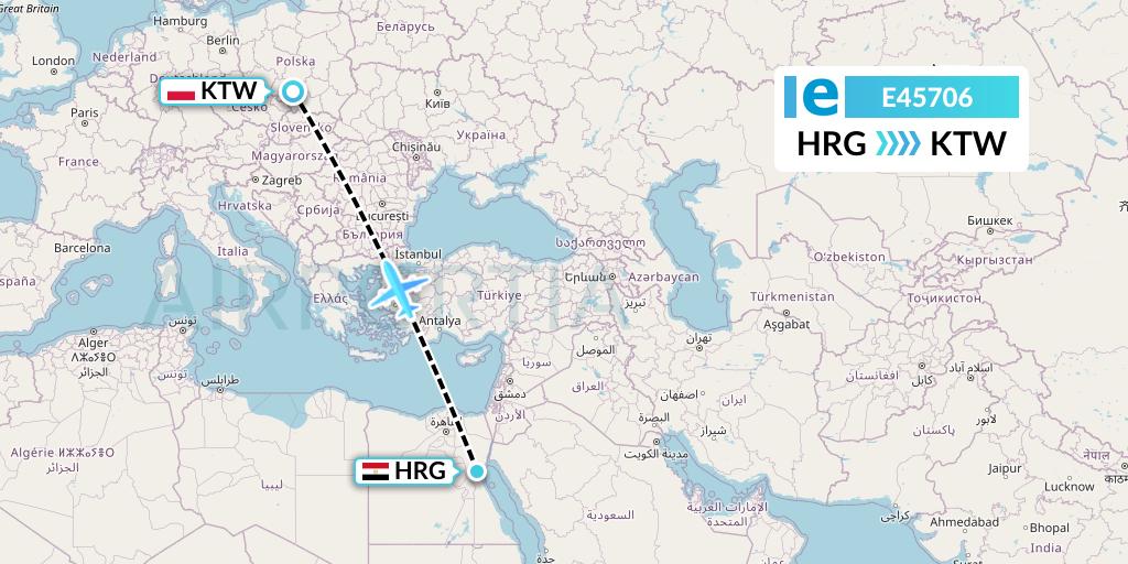 E45706 Estelar Latinoamerica C.A. Flight Map: Hurghada to Katowice