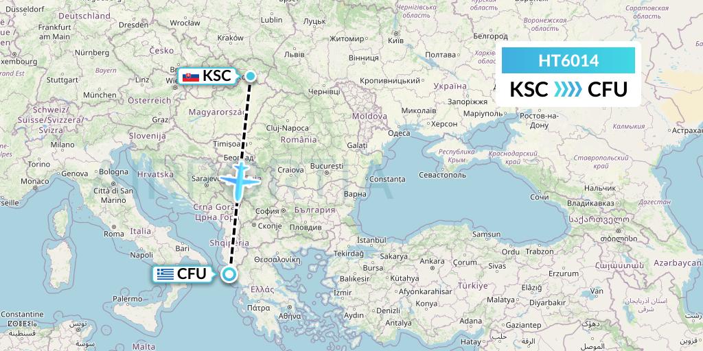 HT6014 Ningxia Cargo Airlines CO.,LTD Flight Map: Kosice to Corfu