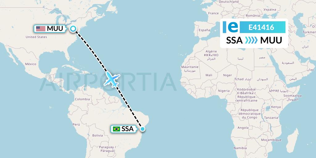E41416 Estelar Latinoamerica C.A. Flight Map: Salvador to Mount Union