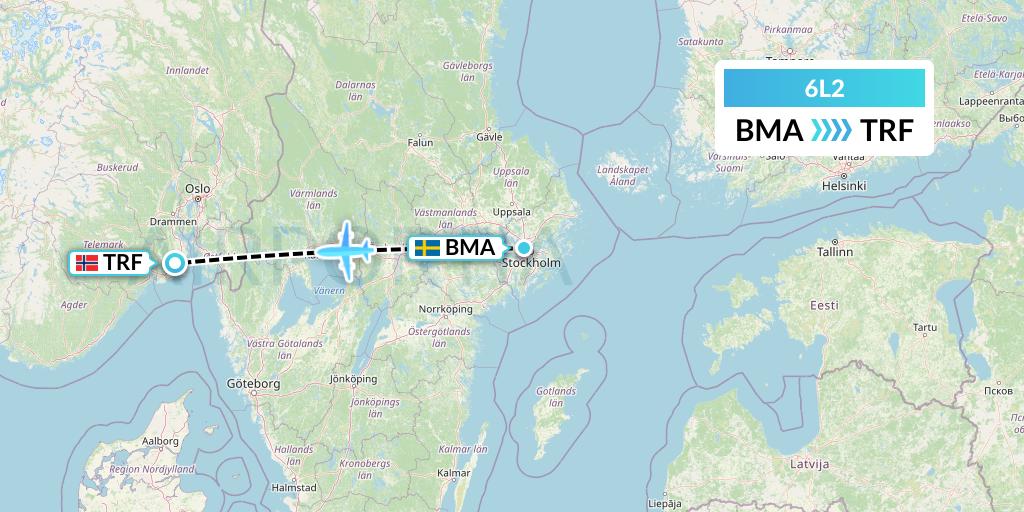 6L2 Aklak Air Flight Map: Stockholm to Oslo
