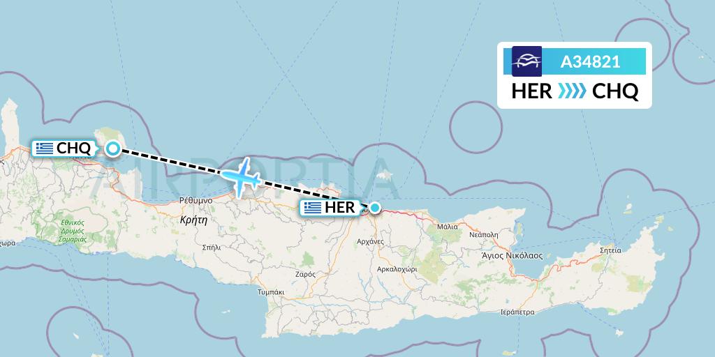 A34821 Aegean Airlines Flight Map: Heraklion to Chania