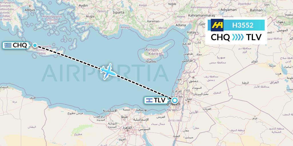 H3552 Harbour Air Flight Map: Chania to Tel Aviv
