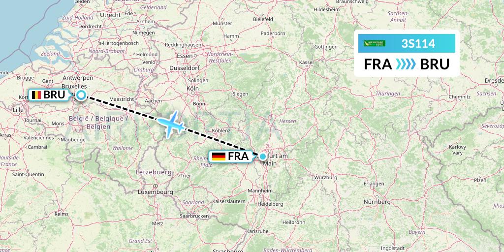 3S114 Air Antilles Express Flight Map: Frankfurt to Brussels