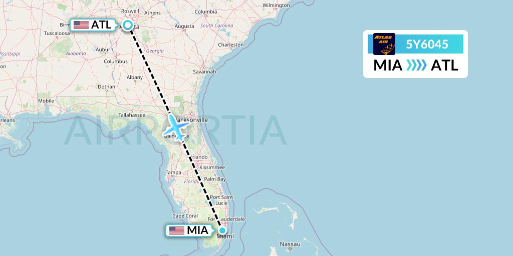 5Y6045 Atlas Air Flight Map: Miami to Atlanta