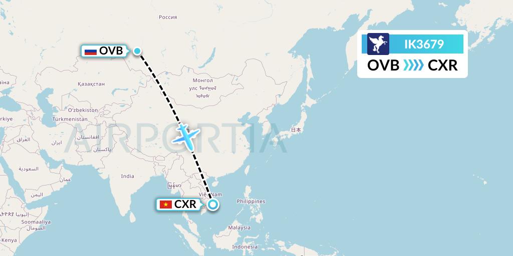 IK3679 Air Kiribati Flight Map: Novosibirsk to Nha Trang