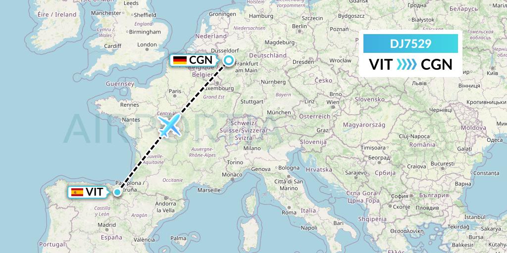DJ7529 Air Djibouti Flight Map: Vitoria to Cologne