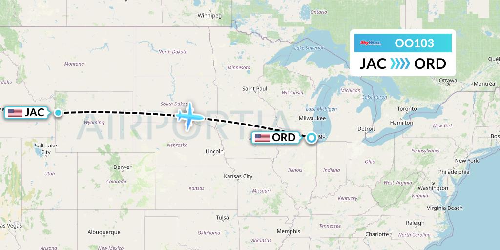 OO103 SkyWest Airlines Flight Map: Jackson to Chicago