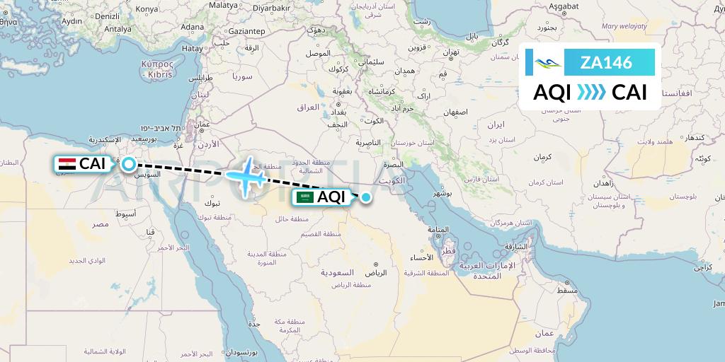 ZA146 Sky Angkor Airlines Flight Map: Qaisumah to Cairo