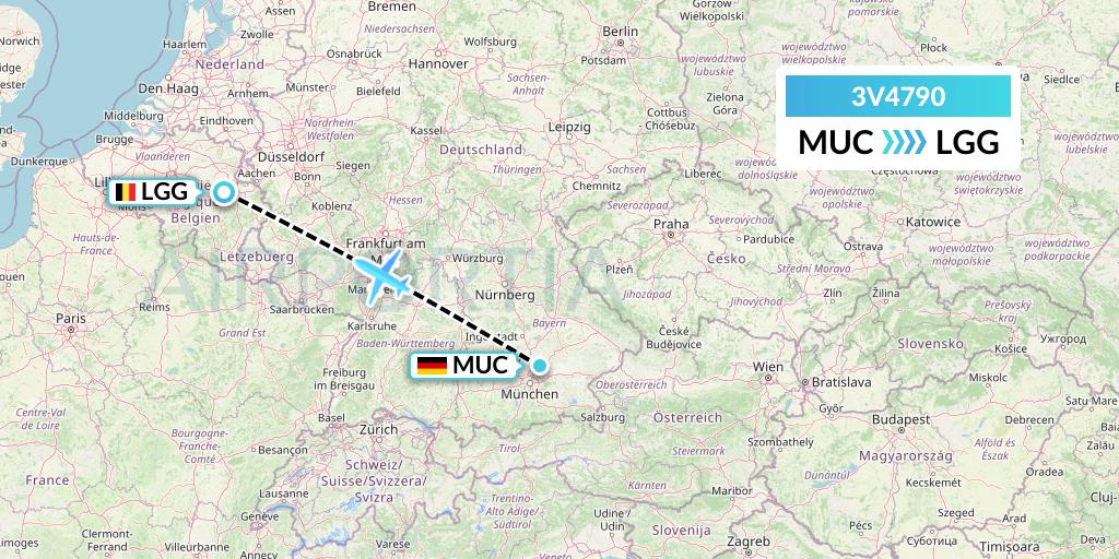 3V4790 ASL Airlines Belgium Flight Map: Munich to Liege