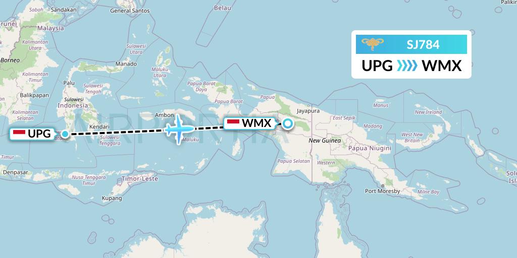 SJ784 Sriwijaya Air Flight Map: Makassar to Wamena