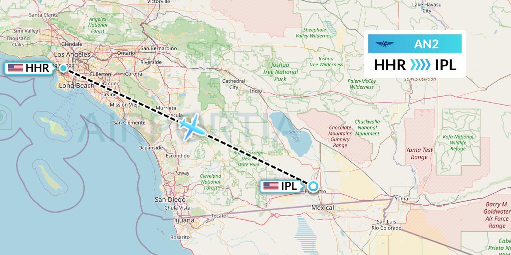 AN2 Advanced Air Flight Map: Hawthorne to Imperial