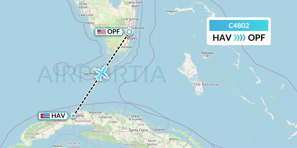 C4802 Click Airways Flight Map: Havana to Miami