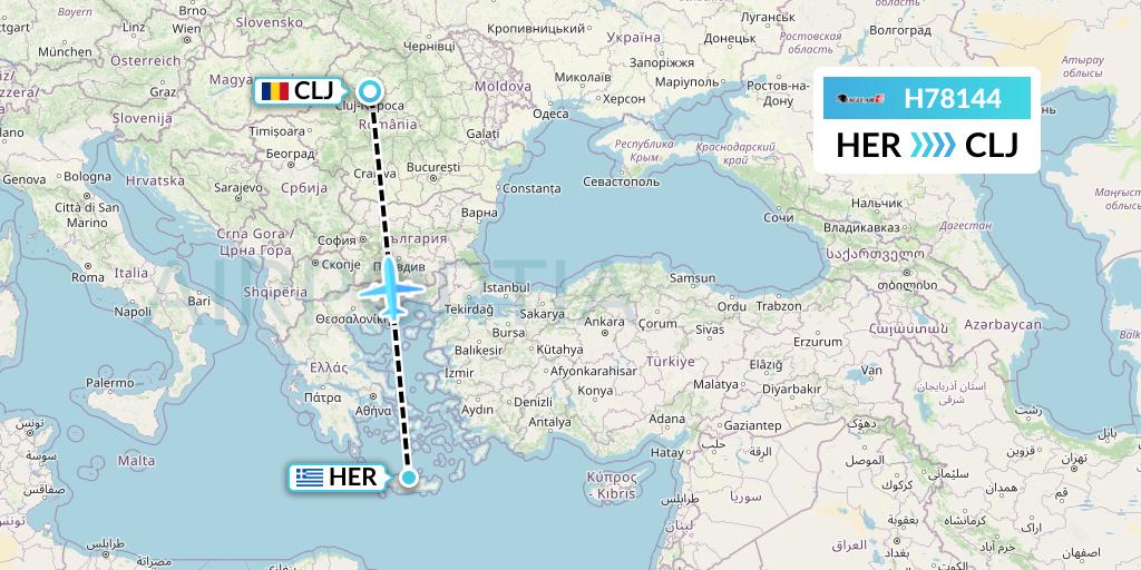 H78144 Eagle Air Flight Map: Heraklion to Cluj-Napoca