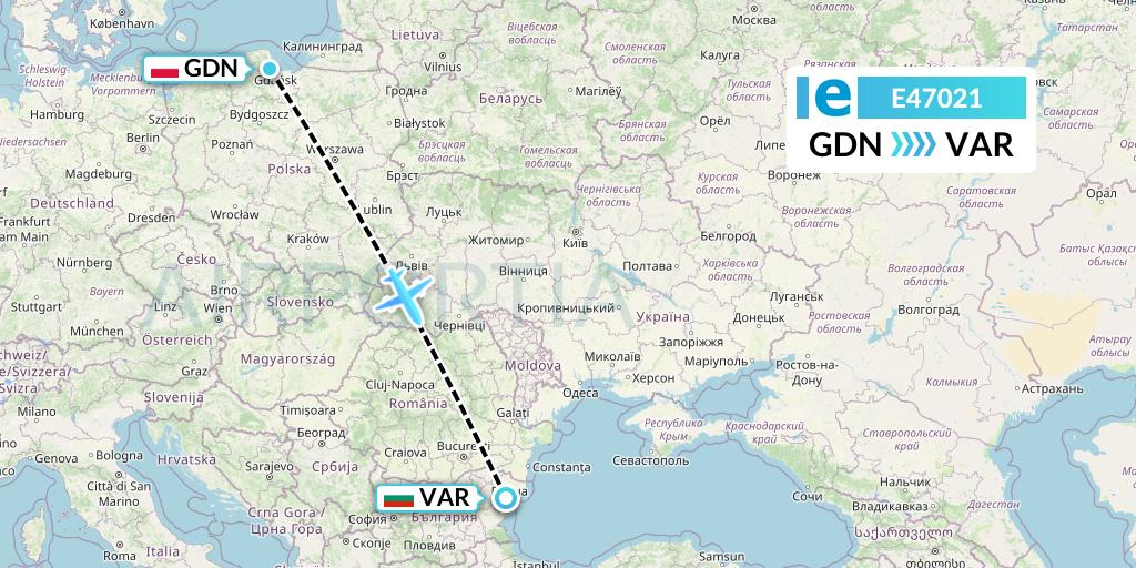 E47021 Estelar Latinoamerica C.A. Flight Map: Gdansk to Varna