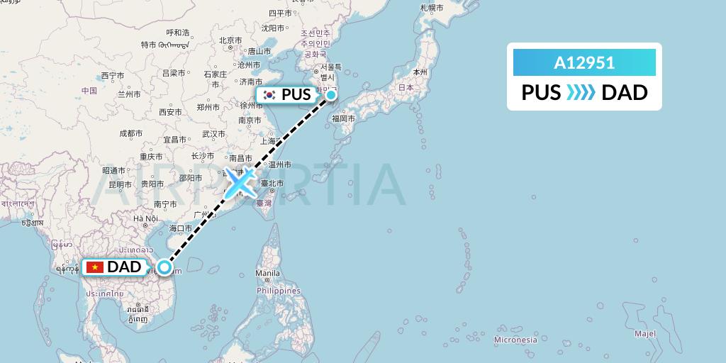 A12951 A.p.g. Distribution Systems Flight Map: Busan to Da Nang