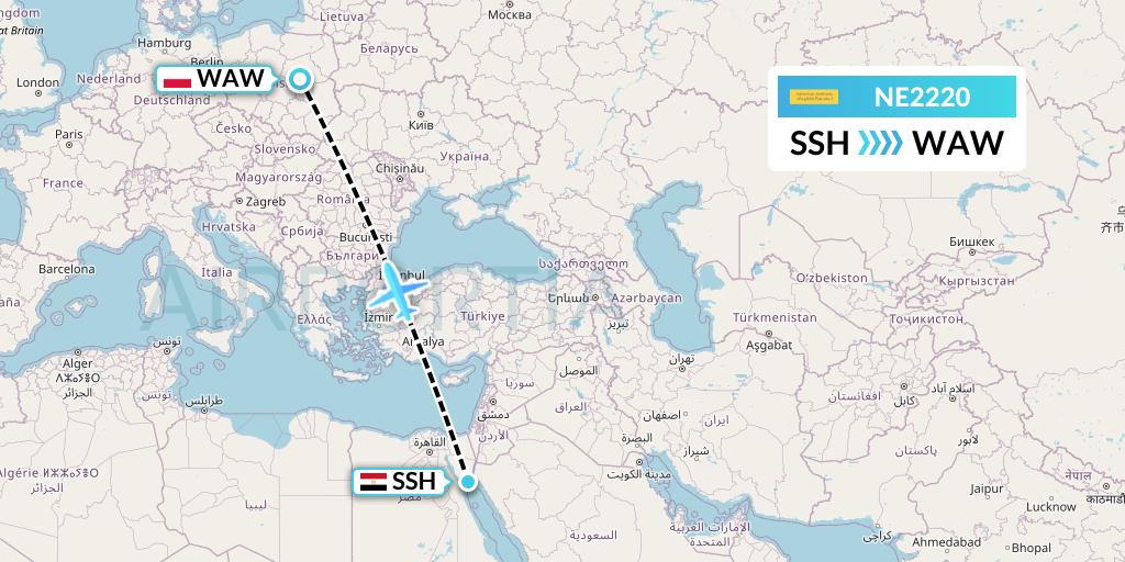 NE2220 Nesma Airlines Flight Map: Sharm el-Sheikh to Warsaw