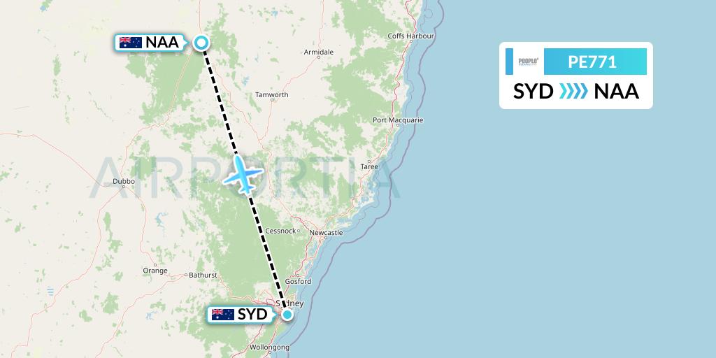 PE771 People's Viennaline Flight Map: Sydney to Narrabri