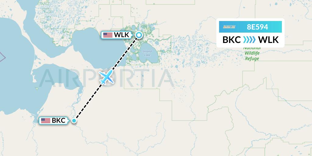 8E594 Bering Air Flight Map: Buckland to Selawik