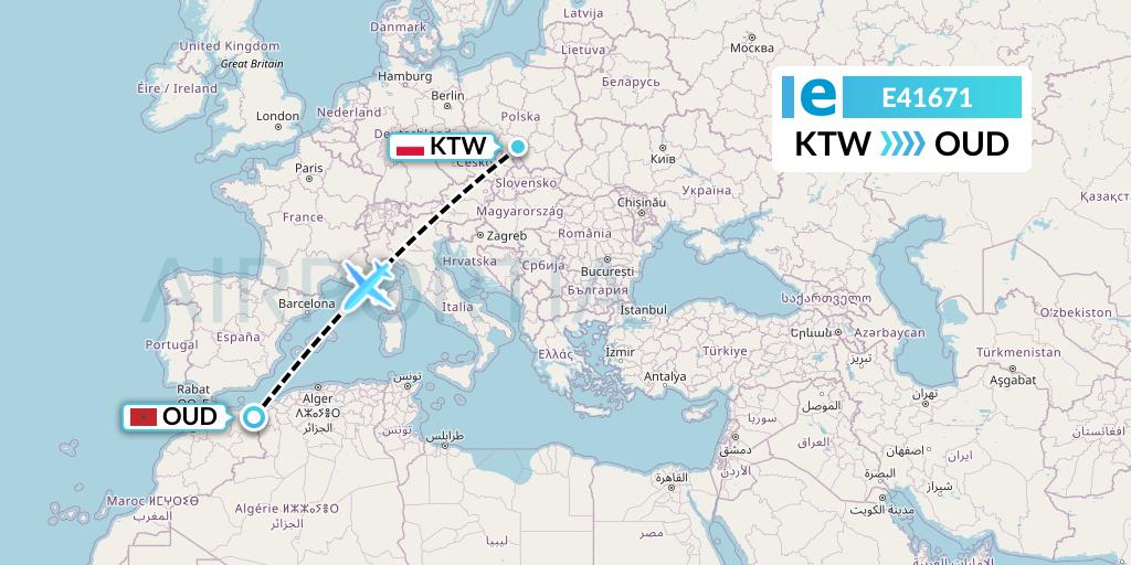 E41671 Estelar Latinoamerica C.A. Flight Map: Katowice to Oujda