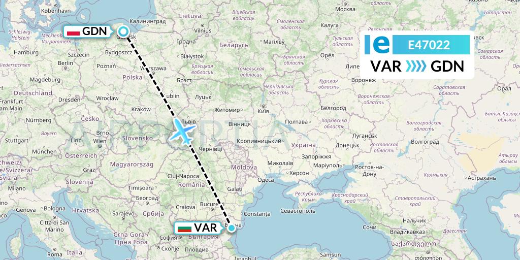 E47022 Estelar Latinoamerica C.A. Flight Map: Varna to Gdansk
