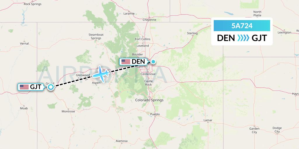 5A724 Alpine Air Express Flight Map: Denver to Grand Junction
