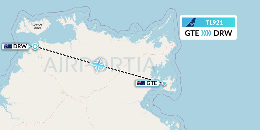 TL921 Airnorth Flight Map: Groote Eylandt to Darwin