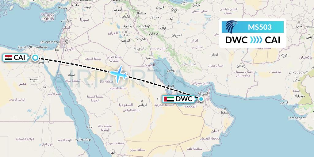 MS503 EgyptAir Flight Map: Dubai to Cairo