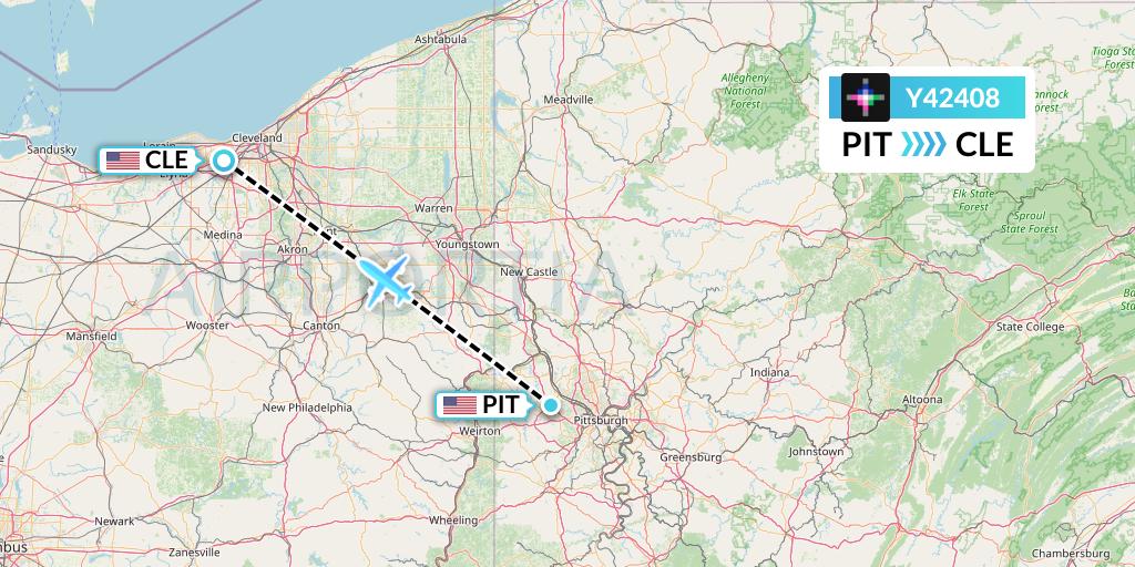 Y42408 Volaris Flight Map: Pittsburgh to Cleveland