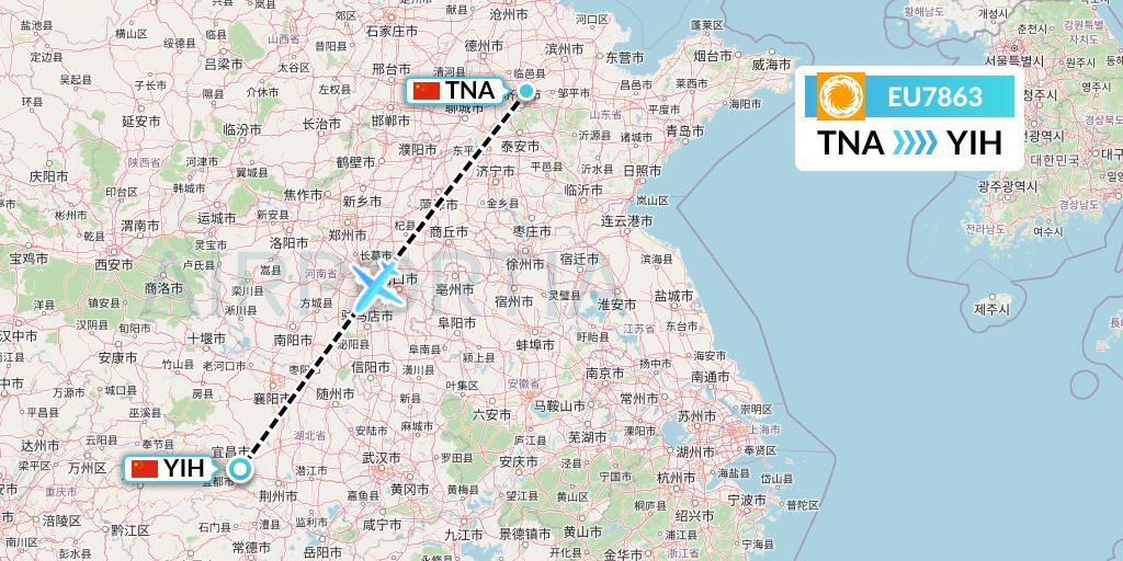 EU7863 Chengdu Airlines Flight Map: Jinan to Yichang