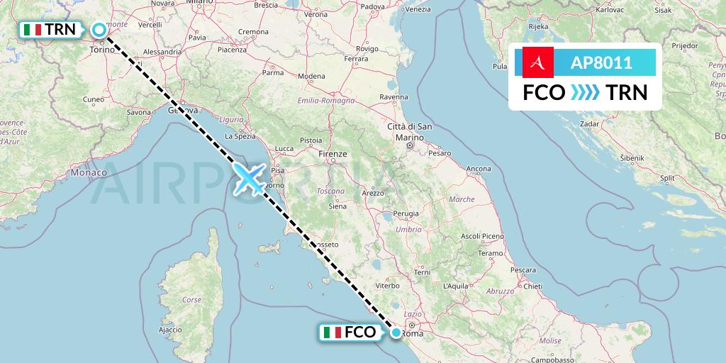 AP8011 AlbaStar Flight Map: Rome to Turin