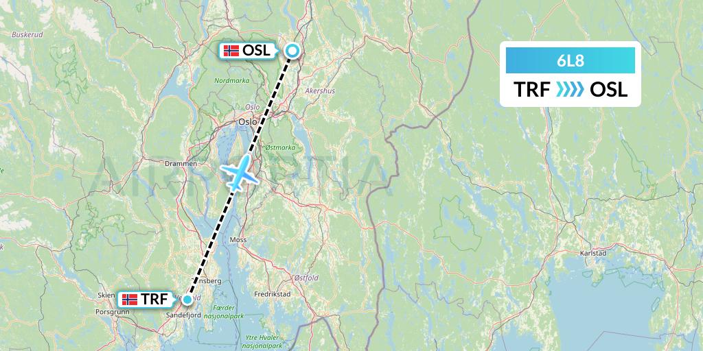 6L8 Aklak Air Flight Map: Oslo to Oslo