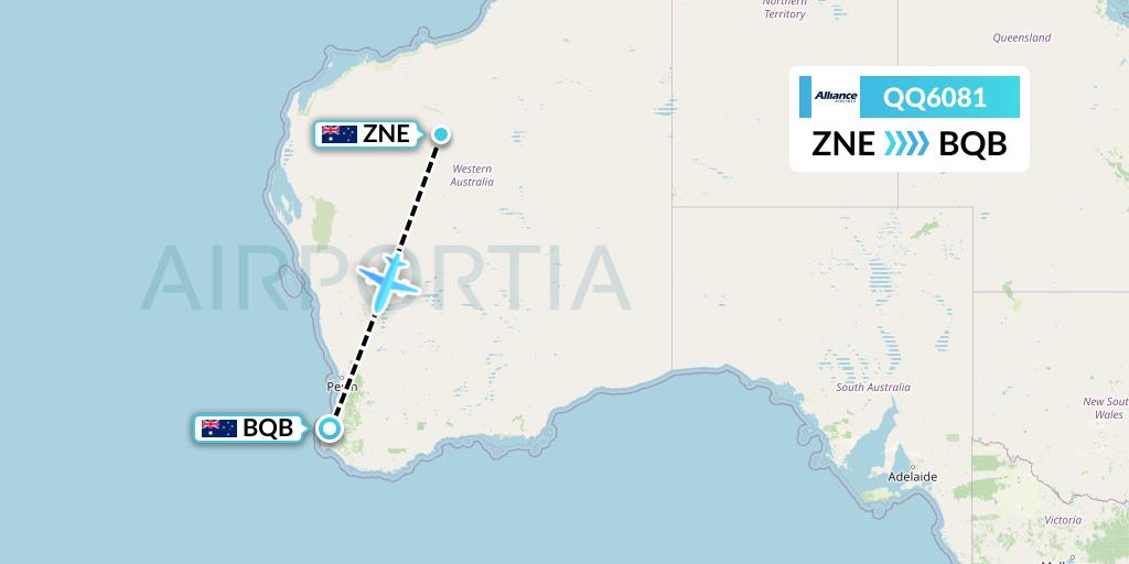 QQ6081 Alliance Airlines Flight Map: Newman to Busselton