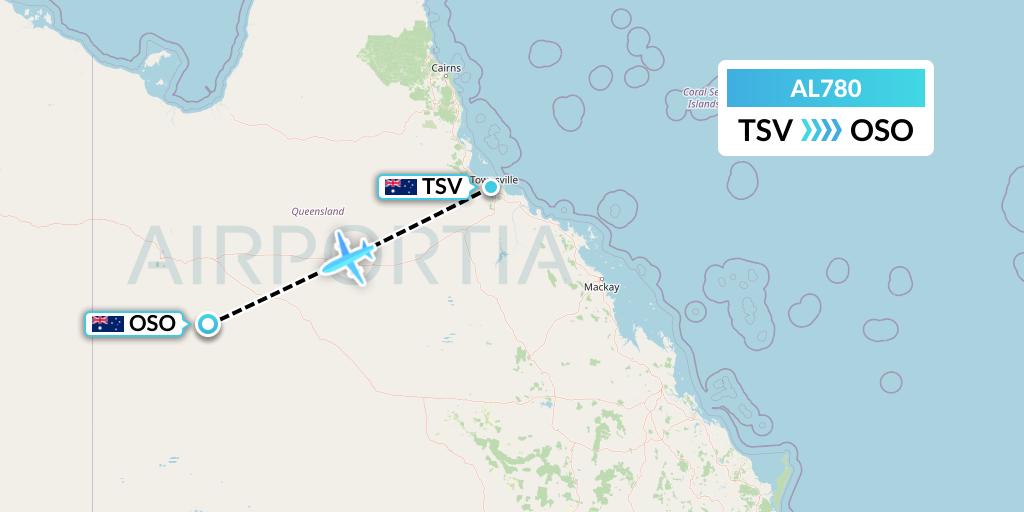 AL780 Air Leisure Flight Map: Townsville to Osborne Mine
