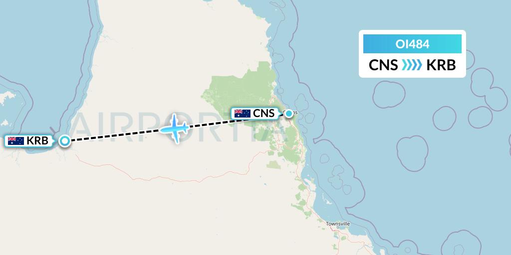 OI484 Hinterland Aviation Flight Map: Cairns to Karumba