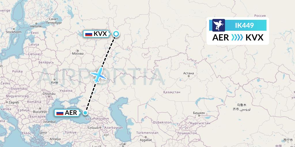 IK449 Air Kiribati Flight Map: Sochi to Kirov