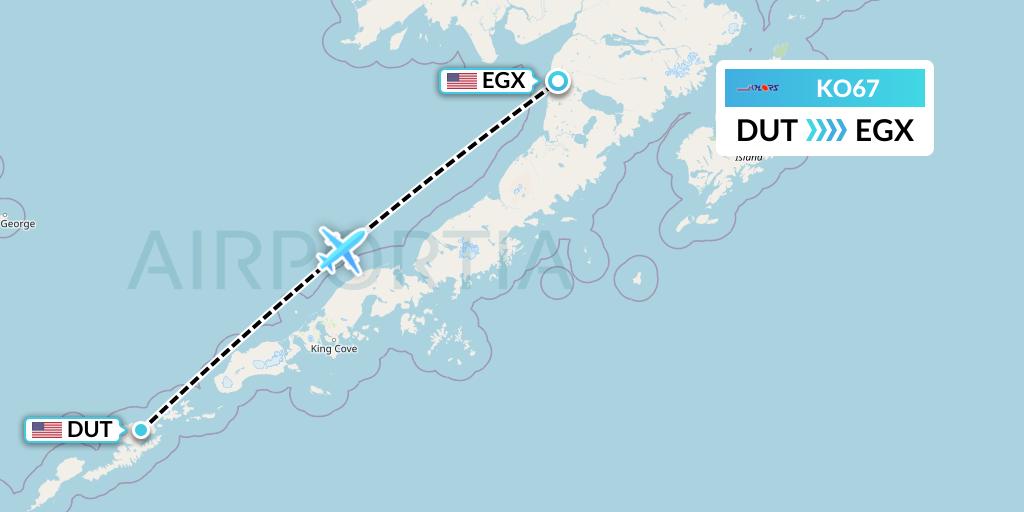 KO67 Komiaviatrans Flight Map: Unalaska to Egegik